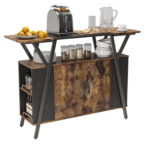 BESTIER  Buffet Cabinet \w Storage, Coffee Bar Cabinet Kitchen Sideboard Kitchen Island \w Adjustable Shelf for Kithcen Dinning Room Living