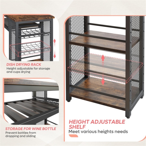 Bestier Bar Table and Chair Set, Industrial Expandable Dining Table with 2 Bar Stools, Kitchen Counter with Wine Rack & 3 Tier Adjustable Storage