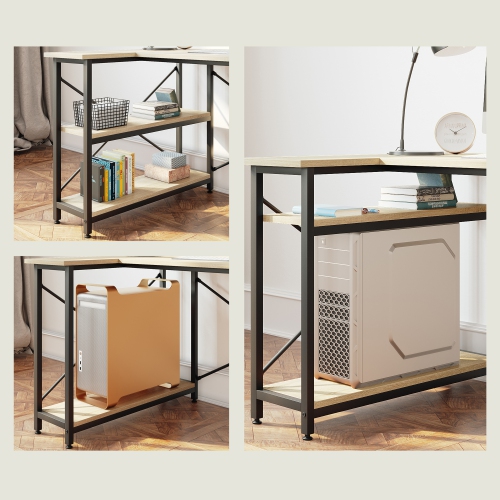 Bestier Small L Shaped Desk with Shelves 47 Inch Reversible Corner Computer Desk Writing Gaming Storage Table for Home Office Small Space, Oak