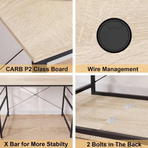 Bureau en L Bestier avec tablettes, bureau d'ordinateur en coin réversible de 95,2 po ou table longue pour 2&nbsp;personnes pour le bureau à