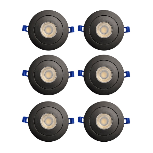 Strak Gimbal Black 4-Inch Integrated Slim Panel 7w 560lm Downlight Recessed Lighting Ic Rated 5000k - Energy Star (6-Pack)