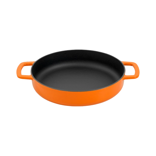 Combekk Cast Iron 24cm Orange Dutch Oven and Dual-Handle Frying Pan, 2 Pc. Set