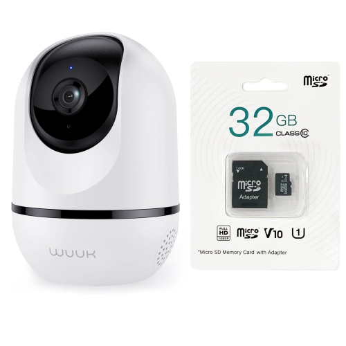 WUUK 4MP Indoor Security Camera with 32GB Ultra Memory Card, 360° Pan Tilt Cam for Baby Monitor, Wi-Fi Home Security Pet Camera for Dog or Cat, Motio