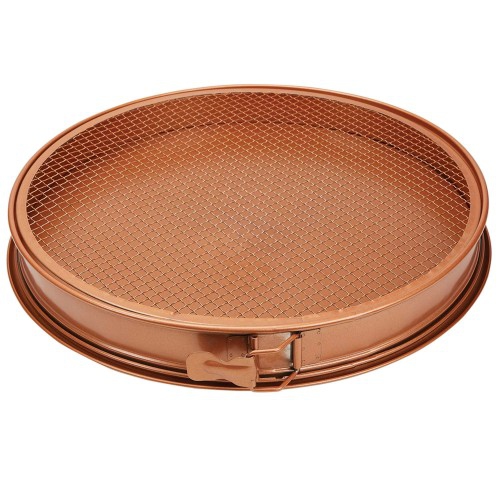 COPPER CHEF 12" inch Pizza & Crisper Pan Set, 3-PC Pizza Pan Set with Double-Sided Pan, Crisper Screen, Spring Form Wall, Non-Stick Coating, Heat Res