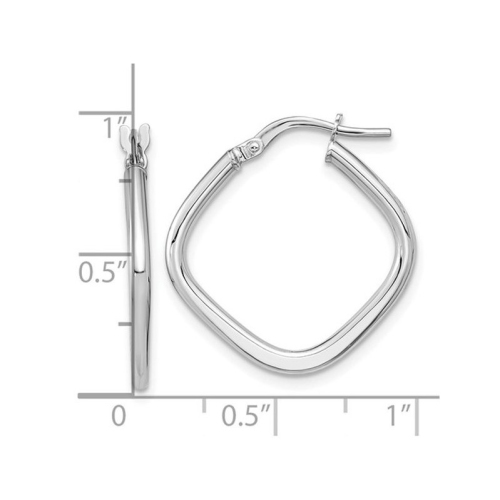 14K White Gold Polished Square Hoop Earrings