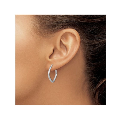 14K White Gold Polished Square Hoop Earrings