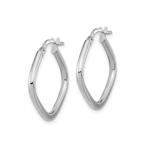 14K White Gold Polished Square Hoop Earrings