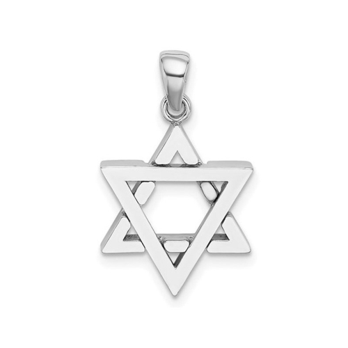 GEM AND HARMONY  14K Gold Star Of David Pendant (No Chain) In White