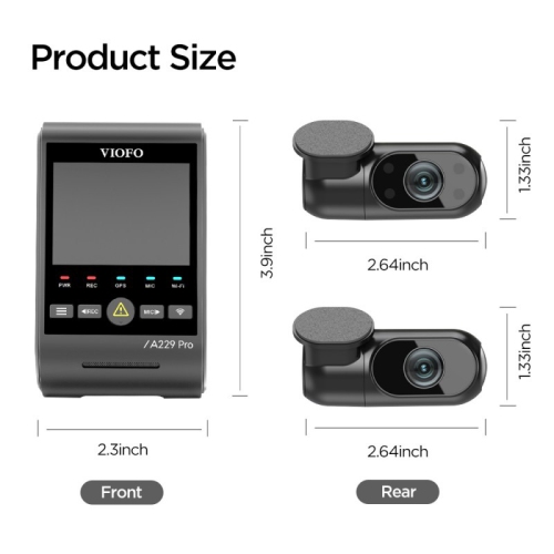VIOFO A229 Pro 3CH 4K, 2K, 1080p Dash Camera with Sony STARVIS 2 for Rideshare Drivers