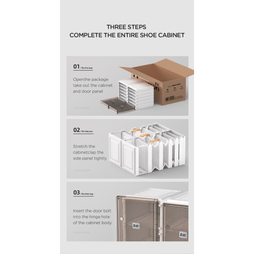 AntBox Shoe Box 7 layers 14 grids 6 doors Brown, Portable Shoe Organizers Storage Boxes with Magnetic Door, Easy Assembly