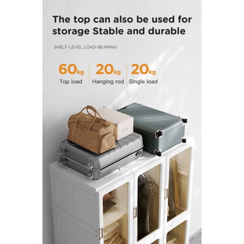 AntBox Closet 15 grids 11 doors 2 hangers, Portable Wardrobe Closet Storage Organizer for Clothes, Folding All-in-one Plastic Wardrobe with Magnetic