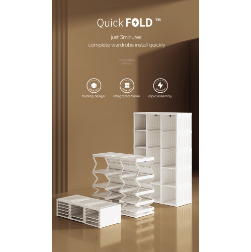 AntBox Wardrobe 15 grids 11 doors, Portable Wardrobe Closet Storage Organizer for Clothes, Folding All-in-one Plastic Wardrobe with Magnetic Door and