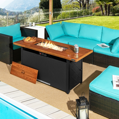 Table d'extérieur rectangulaire de 57 po avec foyer au gaz propane 50.000 Btu de Costway - Brun - acier inoxydable