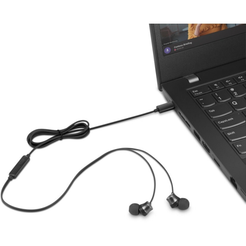 LENOVO  In-Ear Headsets With Mic - (4Xd1J77351) In Black Lenovo wired headphones