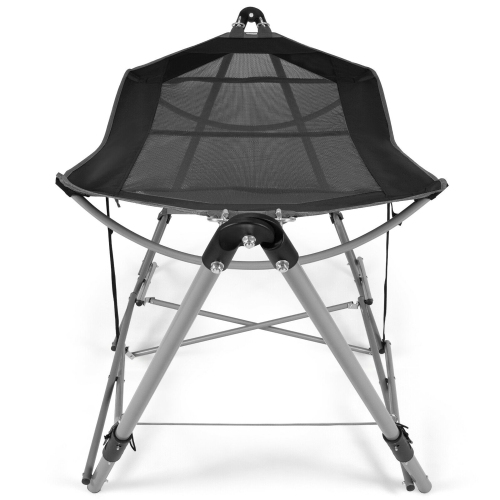Gymax Folding Hammock Indoor & Outdoor Hammock with Side Pocket & Iron Stand