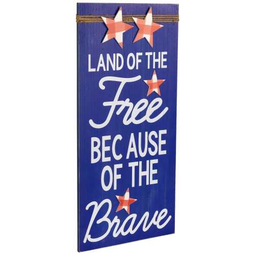 God Bless the USA and Land of the Free Patriotic Wooden Plaques - 23.5" - Set of 2