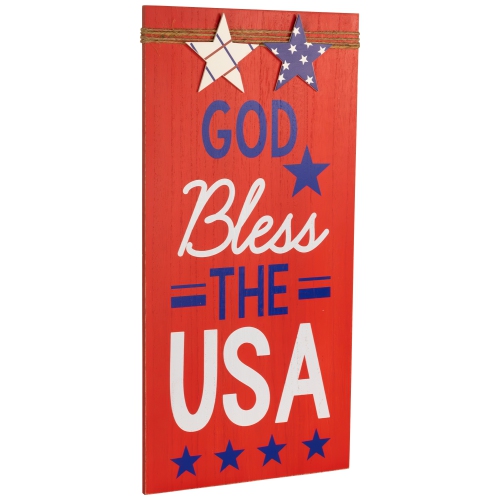 God Bless the USA and Land of the Free Patriotic Wooden Plaques - 23.5" - Set of 2