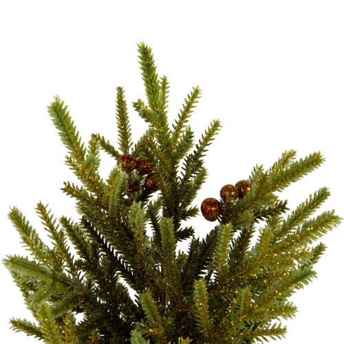 Mini Pine with Berries Artificial Christmas Tree in Burlap Base - 12" - Unlit