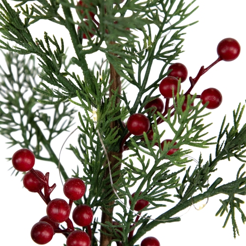 Pre-Lit Berries and Pine Artificial Potted Christmas Tree - 3' - Warm White LED Lights
