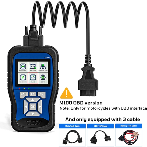 TopDiag M100 Motorcycle Diagnostic Tool with Read/Erase Codes, Motorcycle Battery Tester, Charging Test
