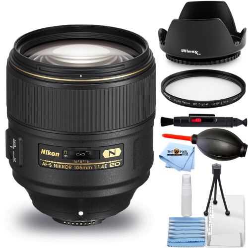 Objectif AF-S NIKKOR 105&nbsp;mm f/1,4E ED de Nikon pour ensemble de filtres UV essentiels de Nikon