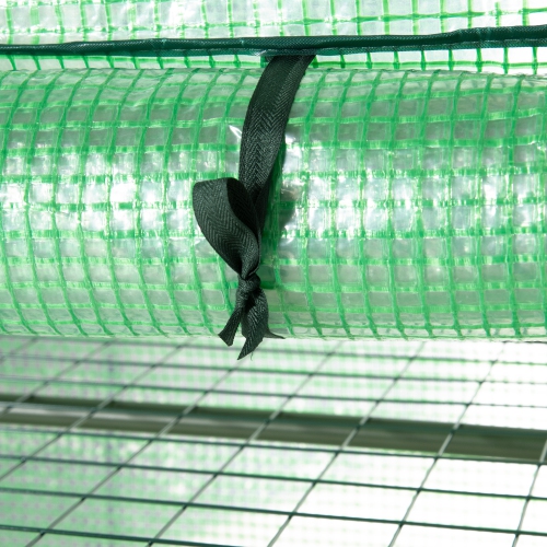 Outsunny 4-Tier Mini Greenhouse, Outdoor Portable Gardening Plant Green House with Storage Shelves, Roll-Up Zippered Door, Steel Frame and PE Cover,