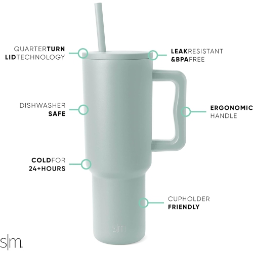 Gobelet moderne simple avec poignée et paille | tasse à café glacé en acier inoxydable isotherme tasse à café de voyage | cadeaux pour femmes et