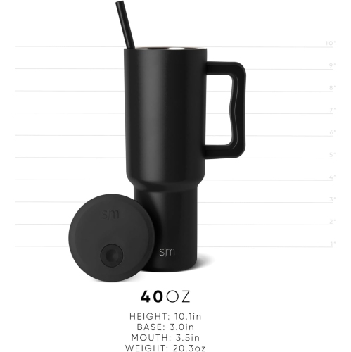 Simple Modern Tumbler with Handle and Straw | Insulated Stainless Steel Water Bottle Iced Coffee Cup Travel Mug | Gifts for Women & Men | Trek