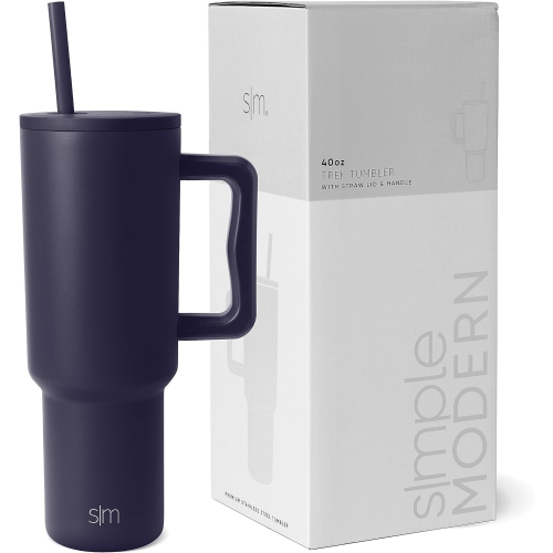 Simple Modern 40 oz Tumbler with Handle and Straw | Insulated Stainless Steel Water Bottle Iced Coffee Cup Travel Mug | Gifts for Women & Men | Trek