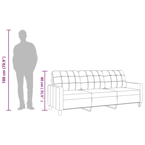 vidaXL 3-Seater Sofa Black 180 cm Faux Leather