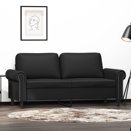 VIDAXL  2-Seater Sofa Black 140 Cm Faux Leather