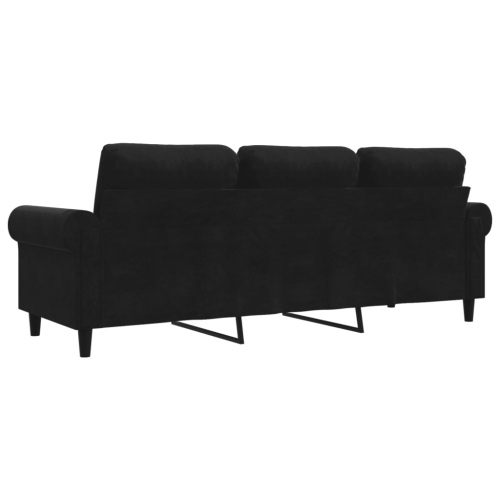 vidaXL 3-Seater Sofa Black 180 cm Velvet