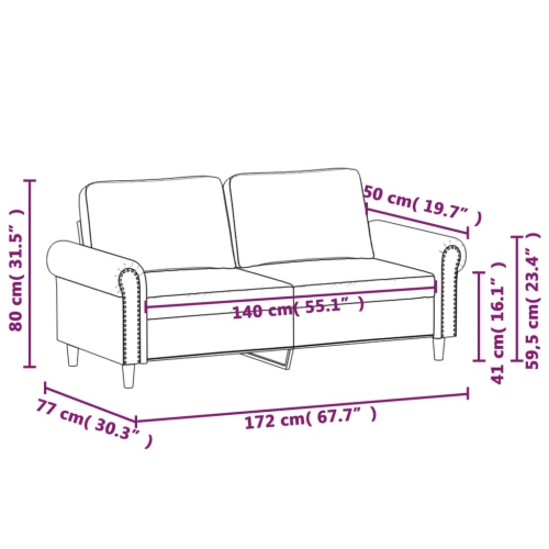 Sofa à 2 sièges en velours 140&nbsp;cm gris foncé de vidaXL