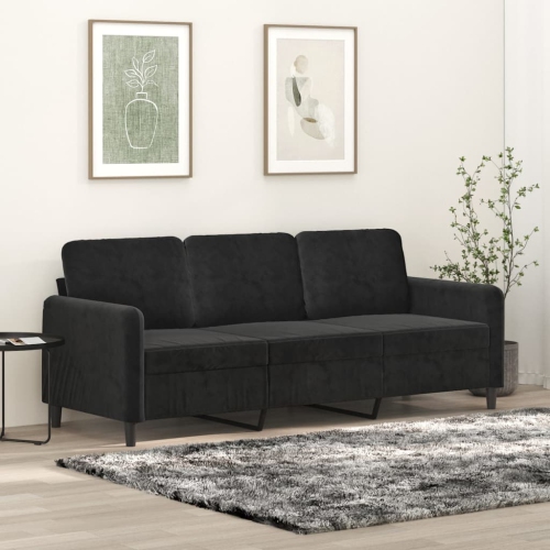 vidaXL 3-Seater Sofa Black 180 cm Velvet