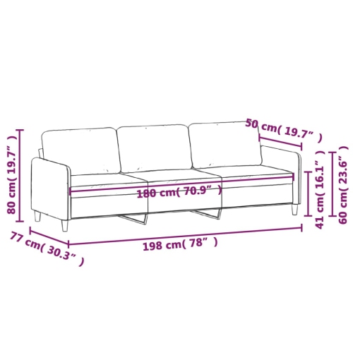 vidaXL 3-Seater Sofa Light Grey 180 cm Velvet