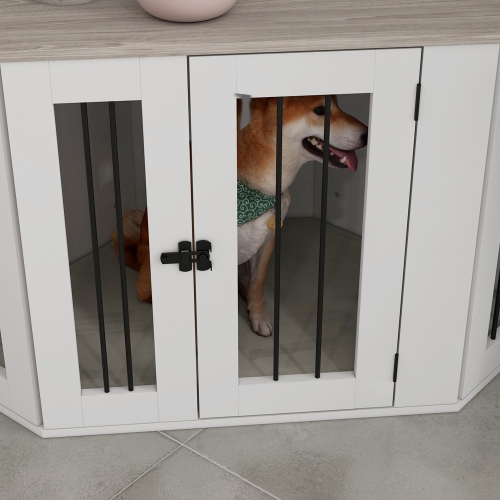 PawHut – Meuble pour cage de chien de 41&nbsp;po, table de bout en coin pour chiens moyens et petits, cage pour chiens d'intérieur avec coussin,