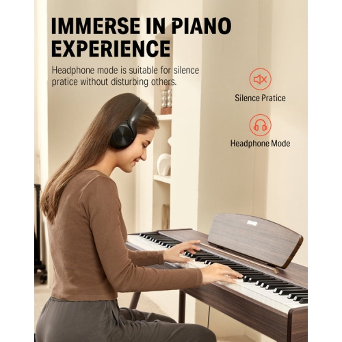 Donner DDP-80 88 Key Wooden Style Home Digital Piano Walnut Color with Weighted Keyboard