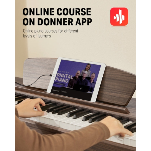 Donner DDP-80 88 Key Wooden Style Home Digital Piano Walnut Color with Weighted Keyboard