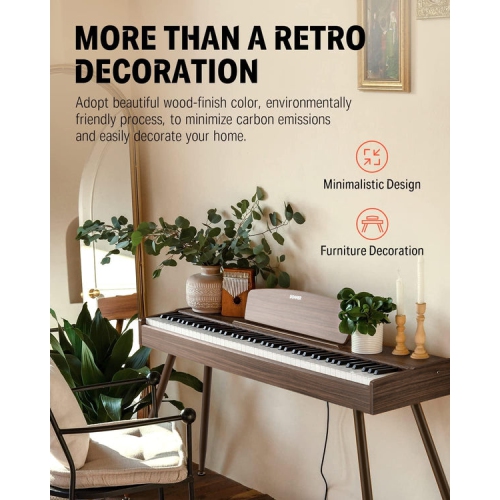 Donner DDP-80 88 Key Wooden Style Home Digital Piano Walnut Color with Weighted Keyboard