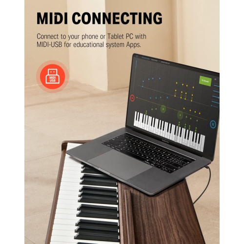 Donner DDP-80 88 Key Wooden Style Home Digital Piano Walnut Color with Weighted Keyboard