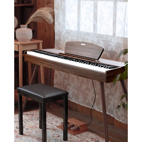 Donner DDP-80 88 Key Wooden Style Home Digital Piano Walnut Color with Weighted Keyboard