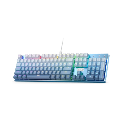 RGB LED Backlit Wired Mechanical Gaming Keyboard, Aluminum Base, 104 Keys Upgraded Socket, Hot-Swap Linear Quiet Red Switch, Gradient Blue