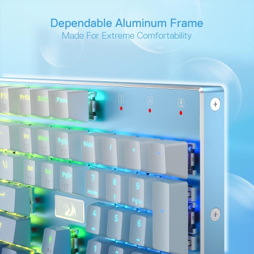 RGB LED Backlit Wired Mechanical Gaming Keyboard, Aluminum Base, 104 Keys Upgraded Socket, Hot-Swap Linear Quiet Red Switch, Gradient Blue