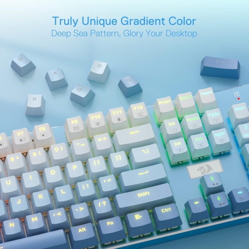 RGB LED Backlit Wired Mechanical Gaming Keyboard, Aluminum Base, 104 Keys Upgraded Socket, Hot-Swap Linear Quiet Red Switch, Gradient Blue