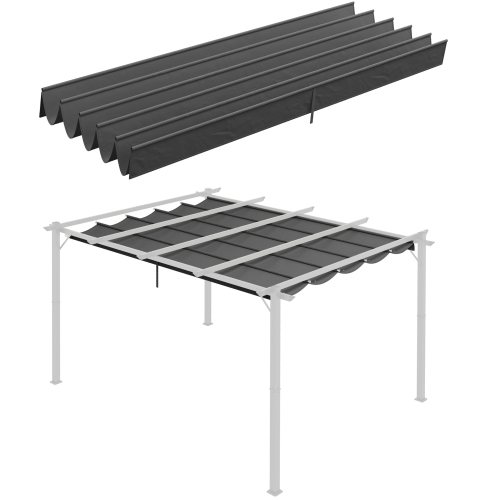 Toit de rechange rétractable pour pergola Outsunny pour pergola de 10 x 13 pi, toile de rechange pour pergola, gris foncé