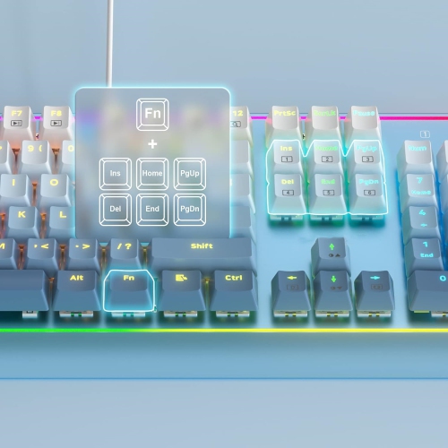 RGB Gaming Keyboard, 104 Keys Wired Mechanical Keyboard with Weighted Aluminum Frame, Upgraded Hot-swappable Socket Red Switch and Mixed Color