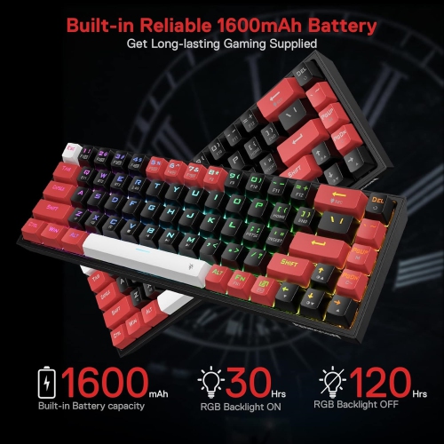 65% 3-Mode Wireless RGB Gaming Keyboard, 68 Keys Hot-Swappable Compact Mechanical Keyboard w/Hot-Swap Socket & Translucent Board, Custom Quiet Linear