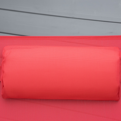 Outsunny Heavy-duty Adjustable Folding Reclining Chair Outdoor Sun Lounger Patio Chaise Lounge Garden Beach Gravity Lounge with Pillow, 7 Adjustable