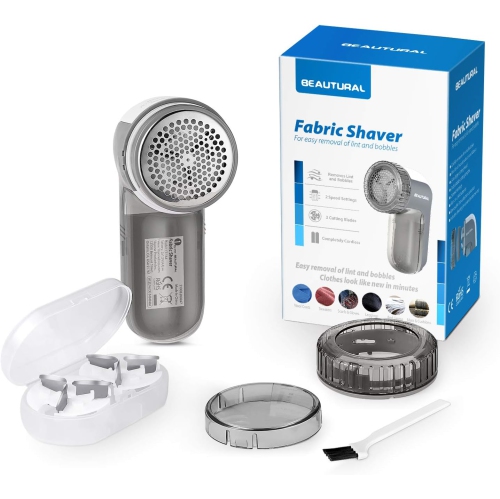Lint Remover Fabric Shaver and Sweater Defuzzer with 2-Speeds, 2 Replaceable Stainless Steel Blades, Battery Operated