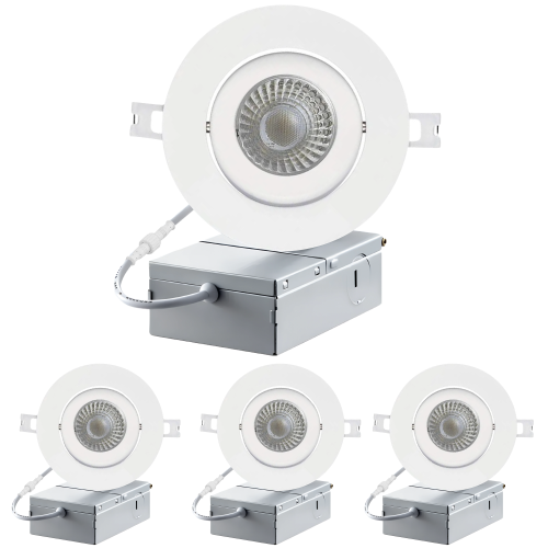 Strak Led White 4-inch Integrated Panel with Gimbal 5000K, 10 watts -700 Lumens, IC Rated (damp rated), Dimmable, LED Recessed Light Kit with